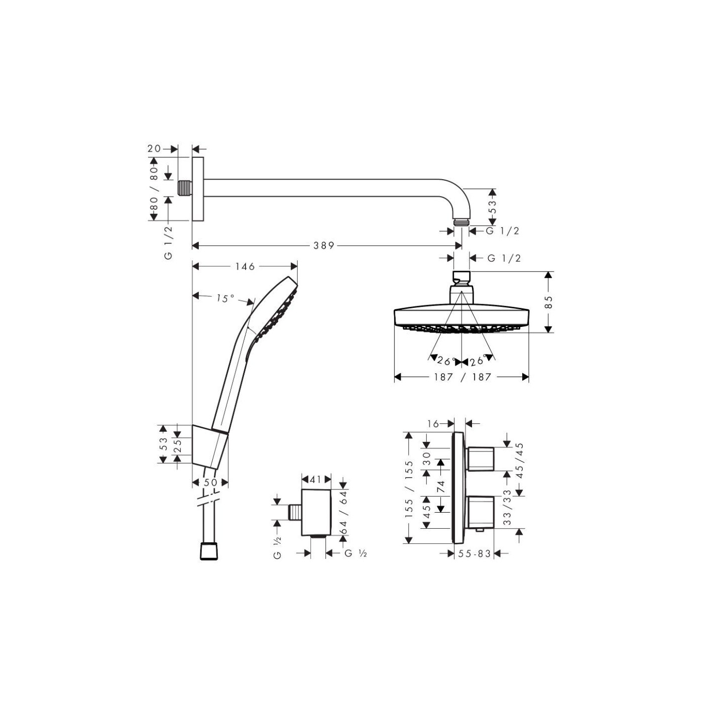 Podtynkowy Zestaw Prysznicowy Croma Select 27294000 Hansgrohe Podtynkowy Zestaw Prysznicowy Croma Select 27294000 Hansgrohe