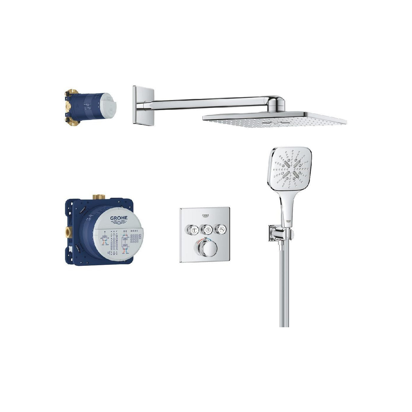 Zestaw Prysznicowy Grohtherm SmartControl Podtynkowy Z Deszczownicą Rainshower SmartActive 310 Cube 34864000 Grohe Zestaw Prysznicowy Grohtherm SmartControl Podtynkowy Z Deszczownicą Rainshower SmartActive 310 Cube 34864000 Grohe
