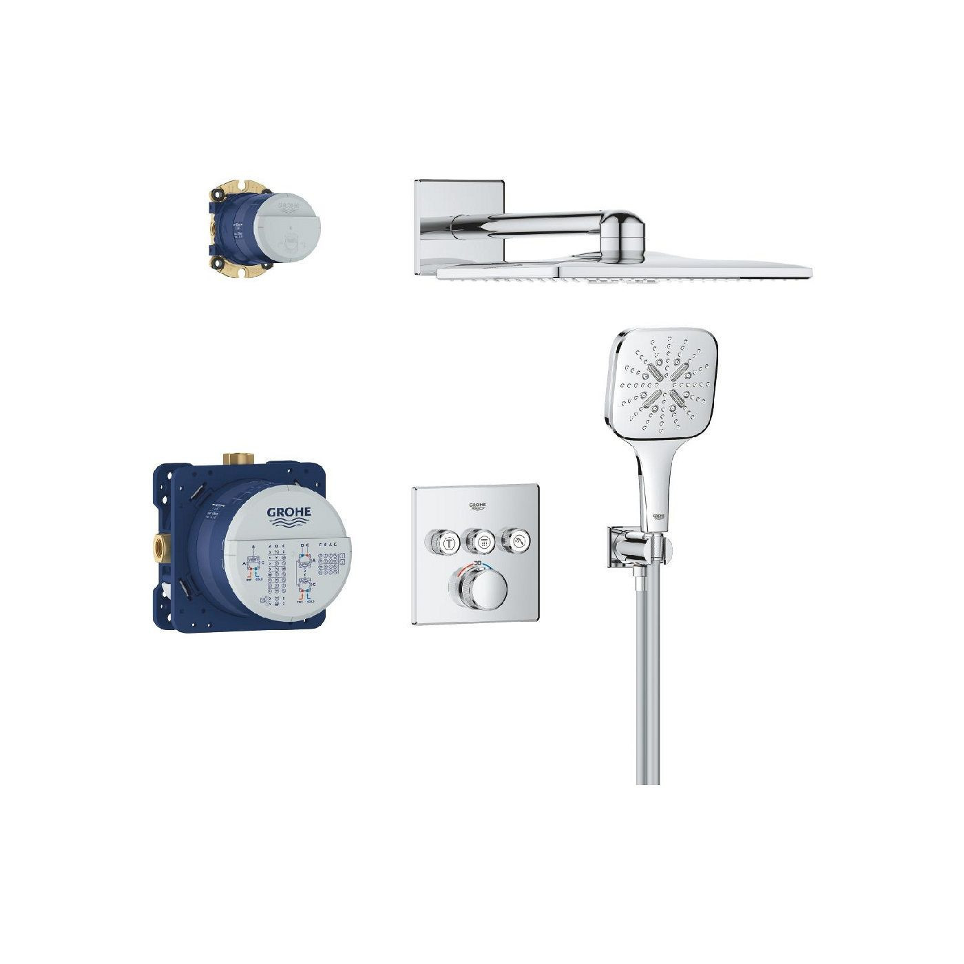 Zestaw Prysznicowy Grohtherm SmartControl Podtynkowy Z Deszczownicą Rainshower SmartActive 310 Cube 34864000 Grohe Zestaw Prysznicowy Grohtherm SmartControl Podtynkowy Z Deszczownicą Rainshower SmartActive 310 Cube 34864000 Grohe