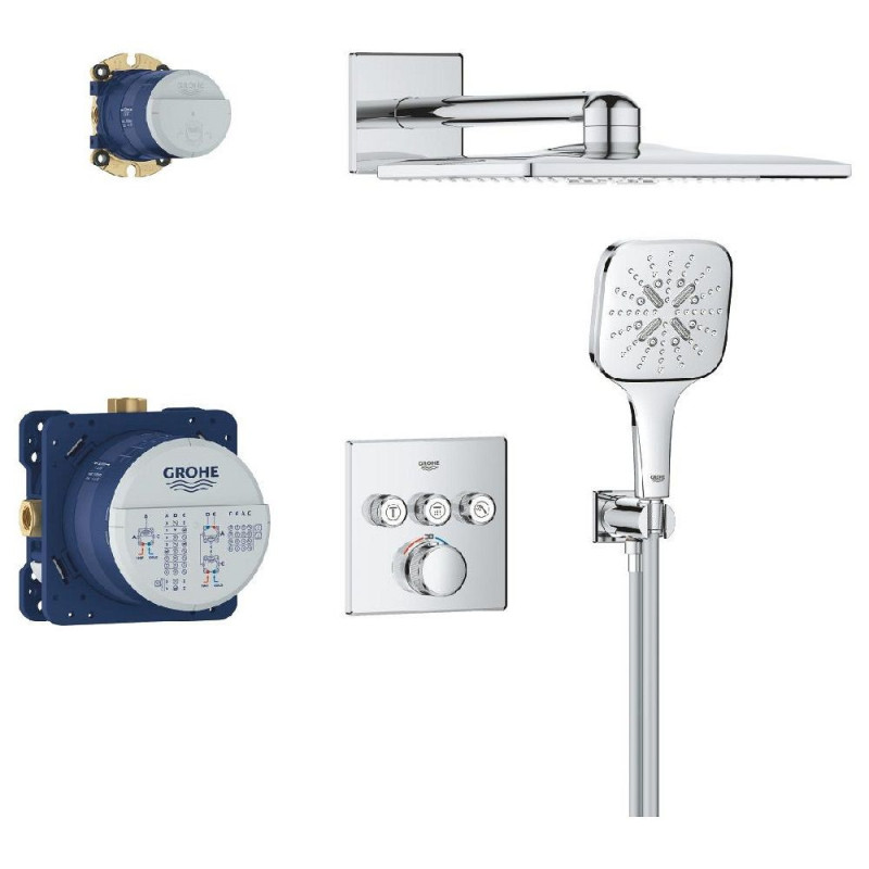 Zestaw Prysznicowy Grohtherm SmartControl Podtynkowy Z Deszczownicą Rainshower SmartActive 310 Cube 34864000 Grohe Zestaw Prysznicowy Grohtherm SmartControl Podtynkowy Z Deszczownicą Rainshower SmartActive 310 Cube 34864000 Grohe