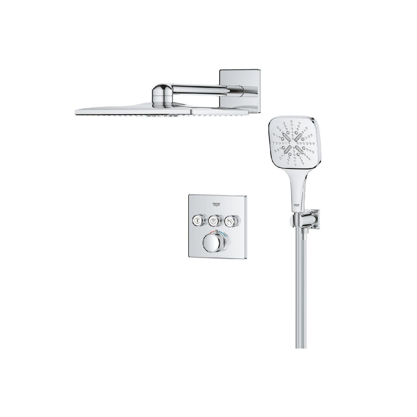 Zestaw Prysznicowy Grohtherm SmartControl Podtynkowy Z Deszczownicą Rainshower SmartActive 310 Cube 34864000 Grohe Zestaw Prysznicowy Grohtherm SmartControl Podtynkowy Z Deszczownicą Rainshower SmartActive 310 Cube 34864000 Grohe