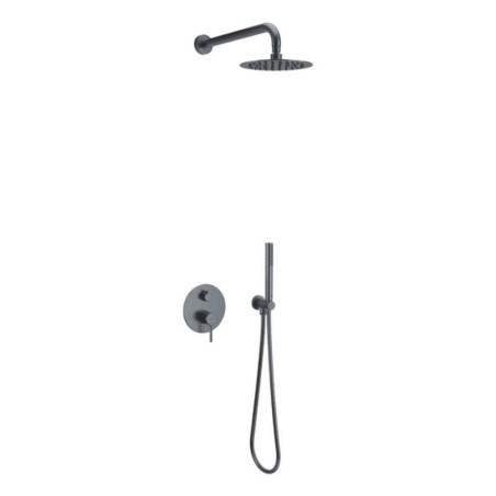 Zestaw Prysznicowo-Wannowy Podtynkowy 2 Funkcyjny Z Deszczownicą 25 cm Pi Grafit Szczotkowany AREX.SET.1245AB Excellent