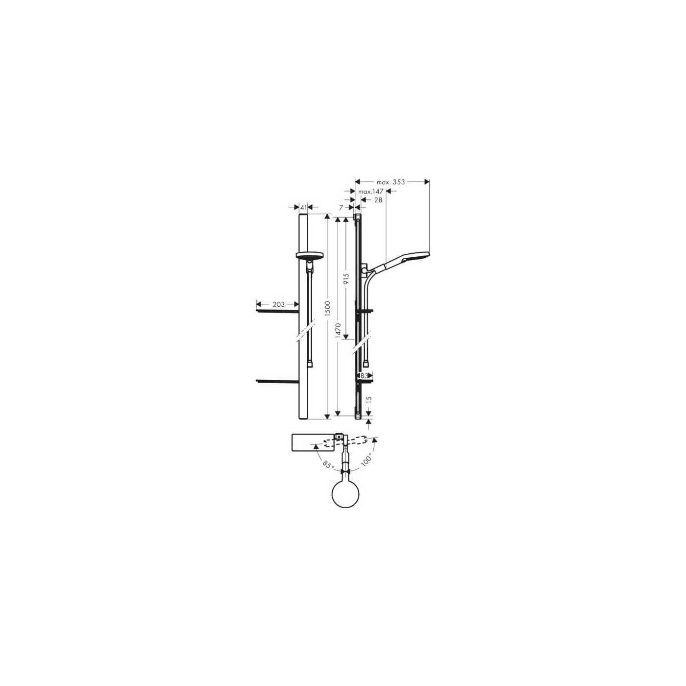 Zestaw Prysznicowy Raindance Select S 120 Szklany 1,5m 27646000 Hansgrohe Zestaw Prysznicowy Raindance Select S 120 Szklany 1,5m 27646000 Hansgrohe