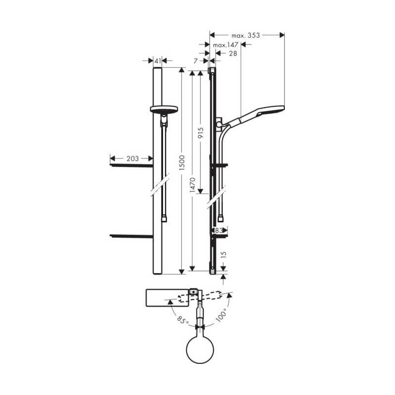 Zestaw Prysznicowy Raindance Select S 120 Szklany 1,5m 27646000 Hansgrohe Zestaw Prysznicowy Raindance Select S 120 Szklany 1,5m 27646000 Hansgrohe