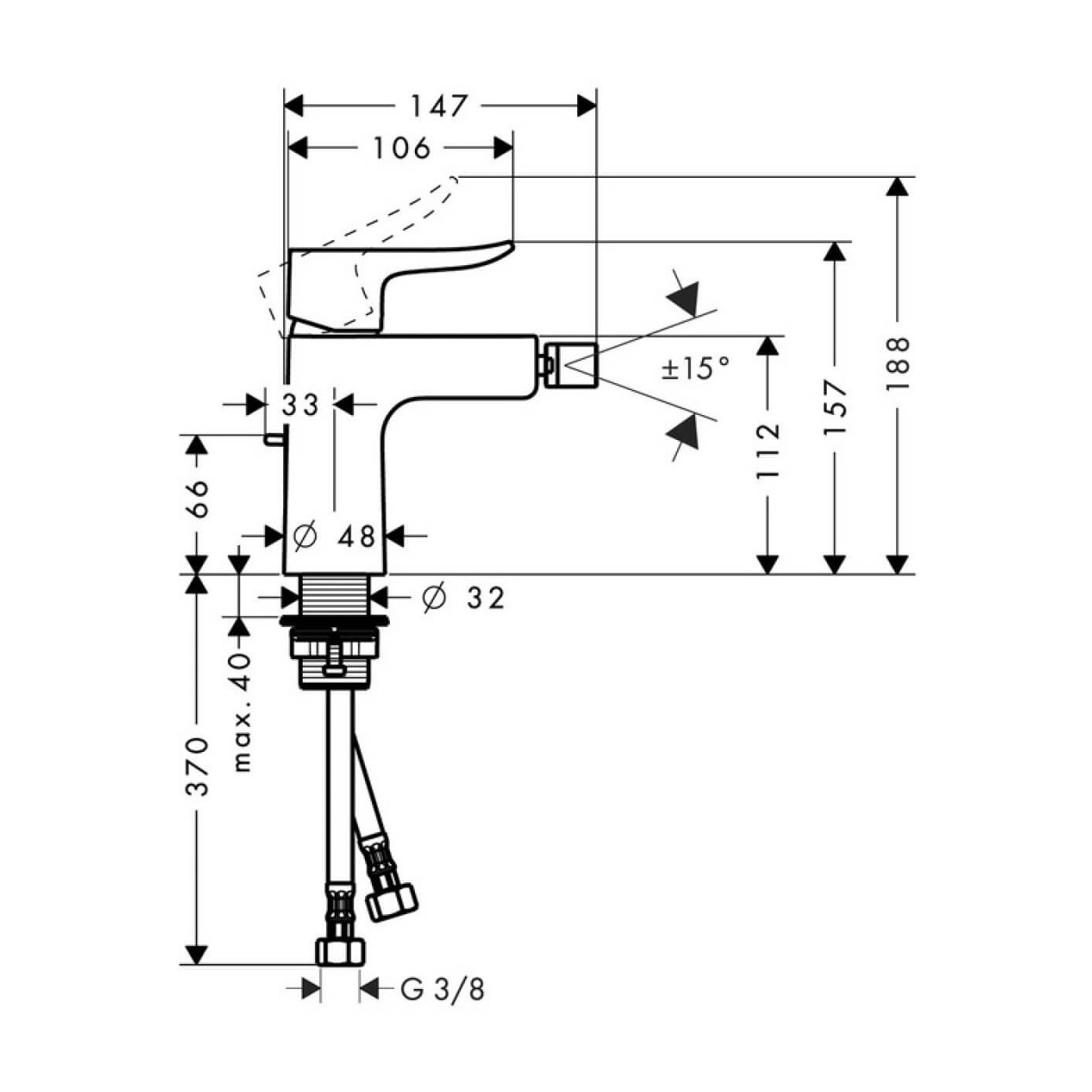 Bateria Bidetowa Metris E2 31280000 Hansgrohe Bateria Bidetowa Metris E2 31280000 Hansgrohe