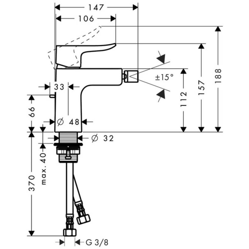 Bateria Bidetowa Metris E2 31280000 Hansgrohe Bateria Bidetowa Metris E2 31280000 Hansgrohe