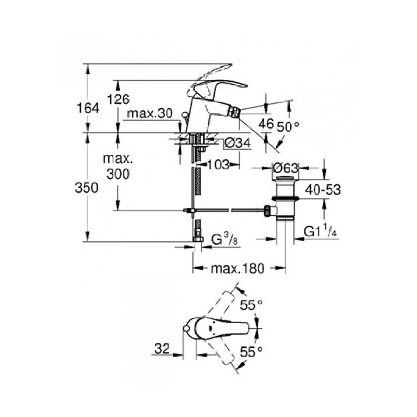 Bateria Bidetowa Eurosmart 32929002 Grohe Bateria Bidetowa Eurosmart 32929002 Grohe