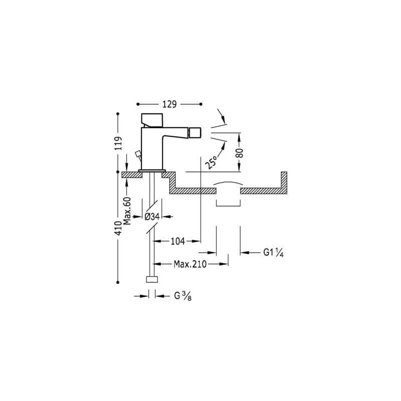 Bateria Bidetowa Slim Z Korkiem 20212002D Tres Bateria Bidetowa Slim Z Korkiem 20212002D Tres