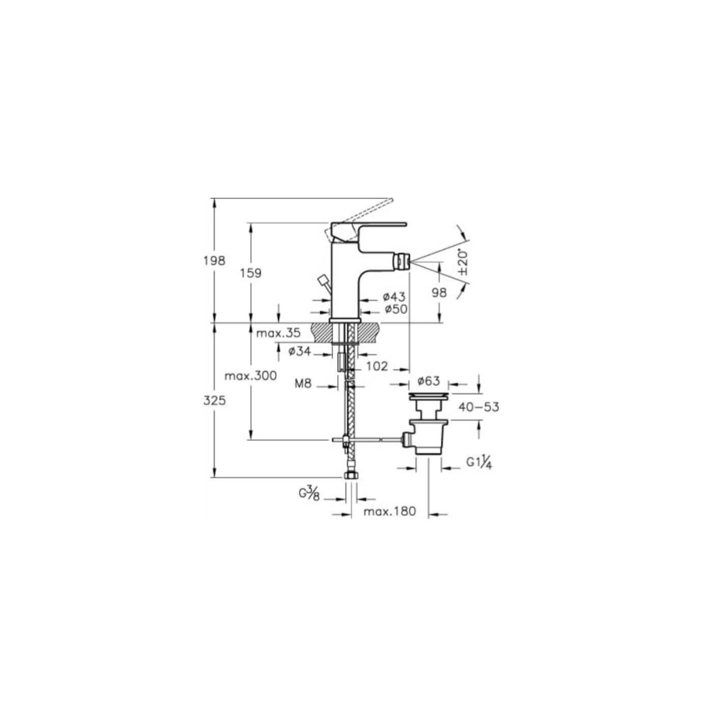 Bateria Bidetowa Z/K Q-Line A40777EXP Vitra Bateria Bidetowa Z/K Q-Line A40777EXP Vitra