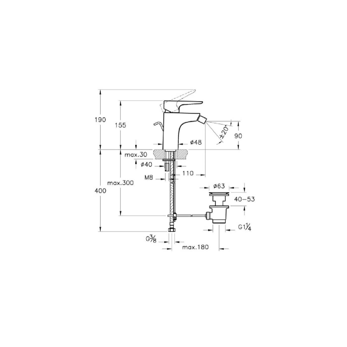 Bateria Bidetowa X-Line A42323EXP Vitra Bateria Bidetowa X-Line A42323EXP Vitra