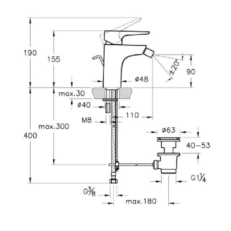 Bateria Bidetowa X-Line A42323EXP Vitra Bateria Bidetowa X-Line A42323EXP Vitra