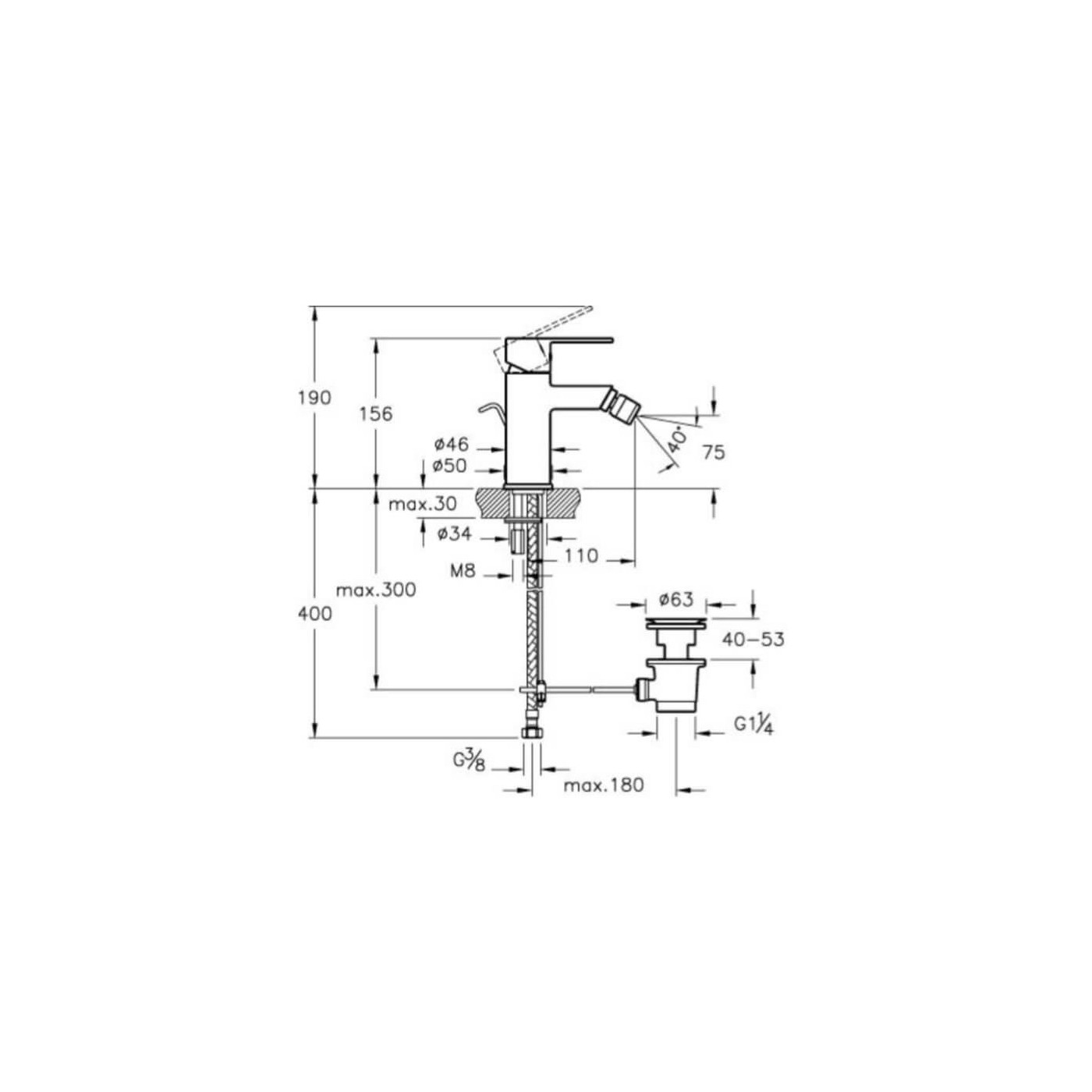 Bateria Bidetowa Flo S A41943EXP Vitra Bateria Bidetowa Flo S A41943EXP Vitra