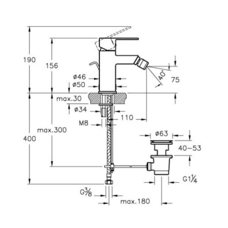Bateria Bidetowa Flo S A41943EXP Vitra Bateria Bidetowa Flo S A41943EXP Vitra