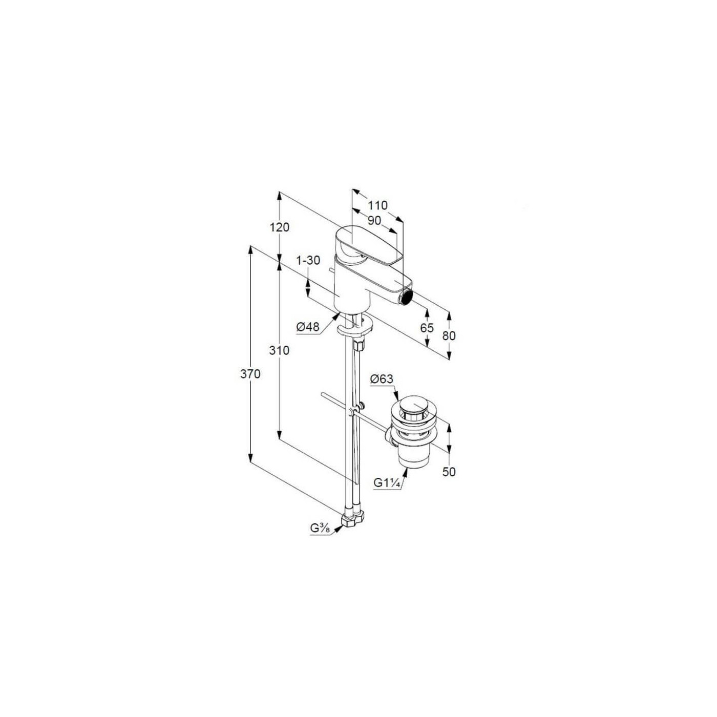 Bateria Bidetowa Pure&Solid Z/K 342160575 Kludi Bateria Bidetowa Pure&Solid Z/K 342160575 Kludi