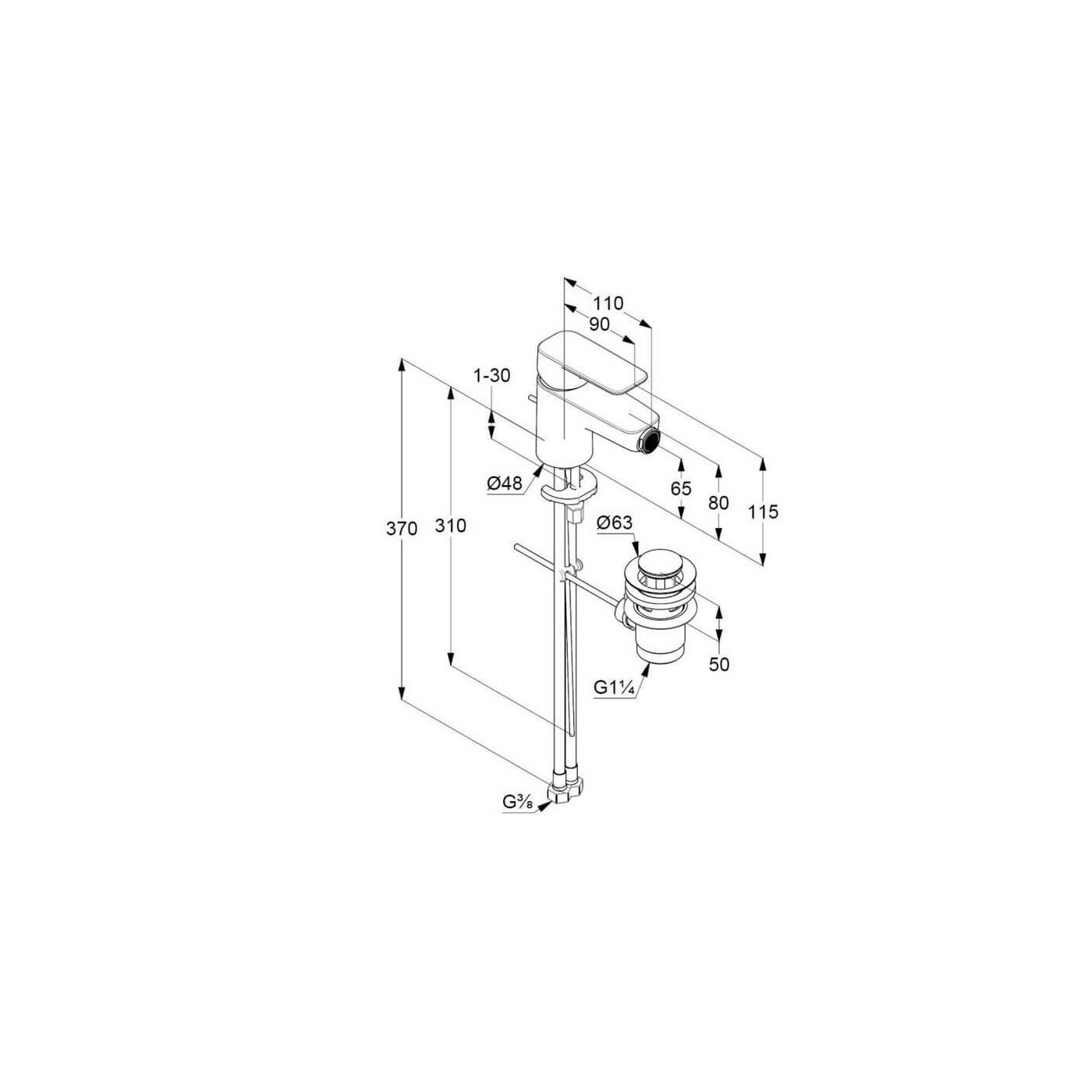 Bateria Bidetowa Pure&Style Z/K 402160575 Kludi Bateria Bidetowa Pure&Style Z/K 402160575 Kludi