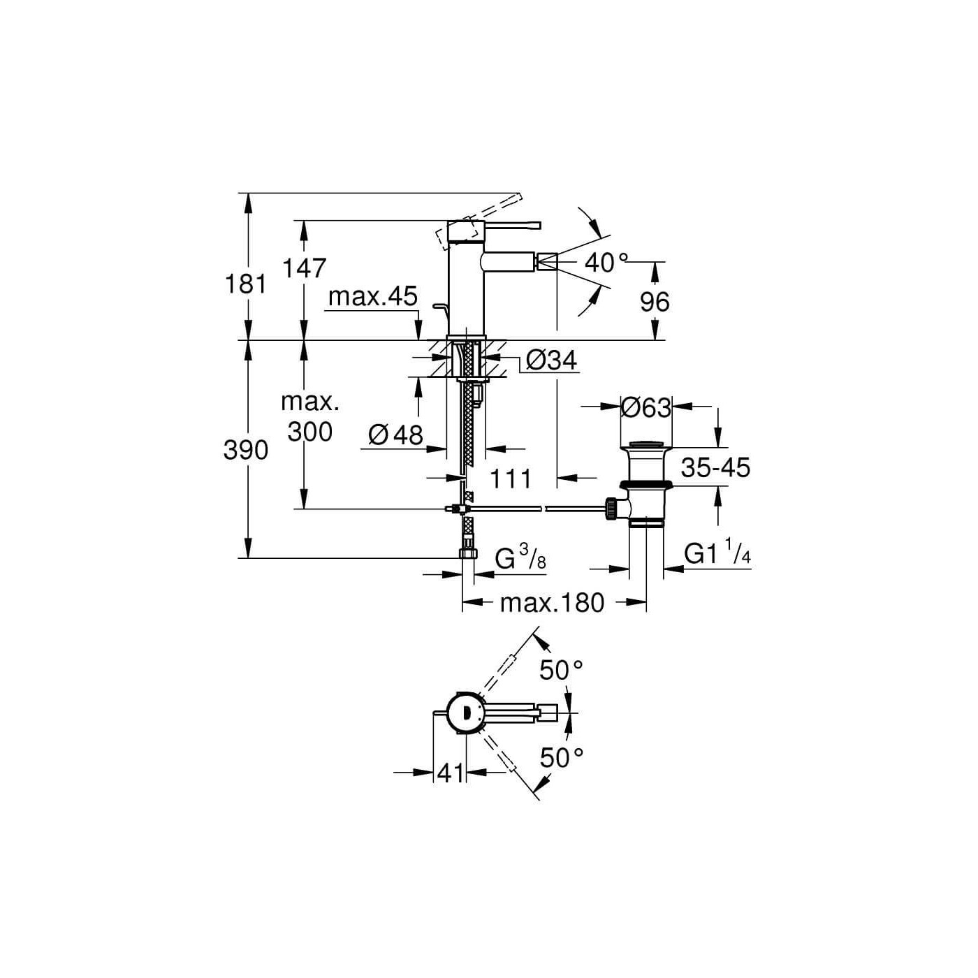 Bateria Bidetowa Brushed Hard Graphite 32935AL1 Grohe Bateria Bidetowa Brushed Hard Graphite 32935AL1 Grohe