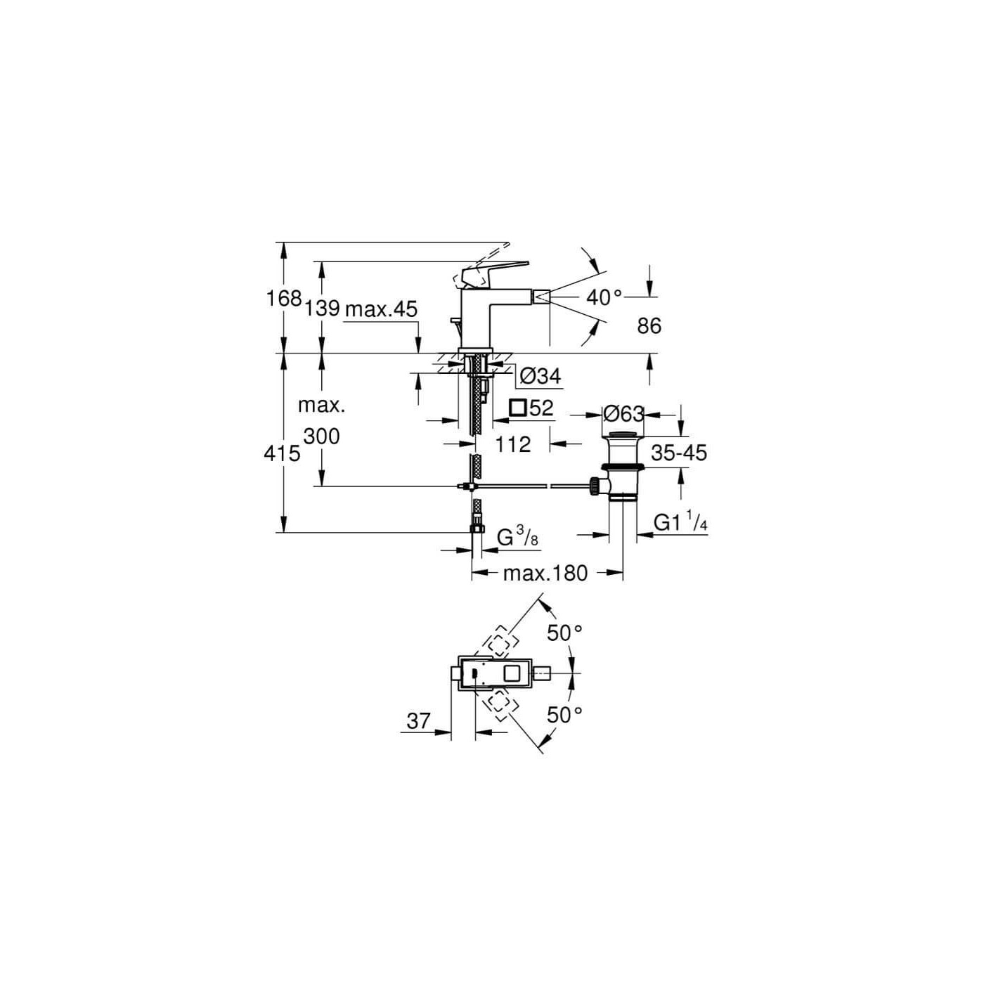 Bateria Bidetowa Eurocube S Brushed Hard Graphite 23138AL0 Grohe Bateria Bidetowa Eurocube S Brushed Hard Graphite 23138AL0 Grohe