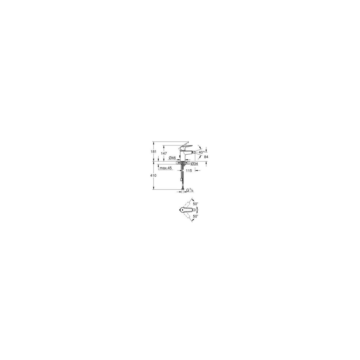 Jednouchwytowa Bateria Bidetowa Start FastFixation Chrom 32281002 Grohe Jednouchwytowa Bateria Bidetowa Start FastFixation Chrom 32281002 Grohe