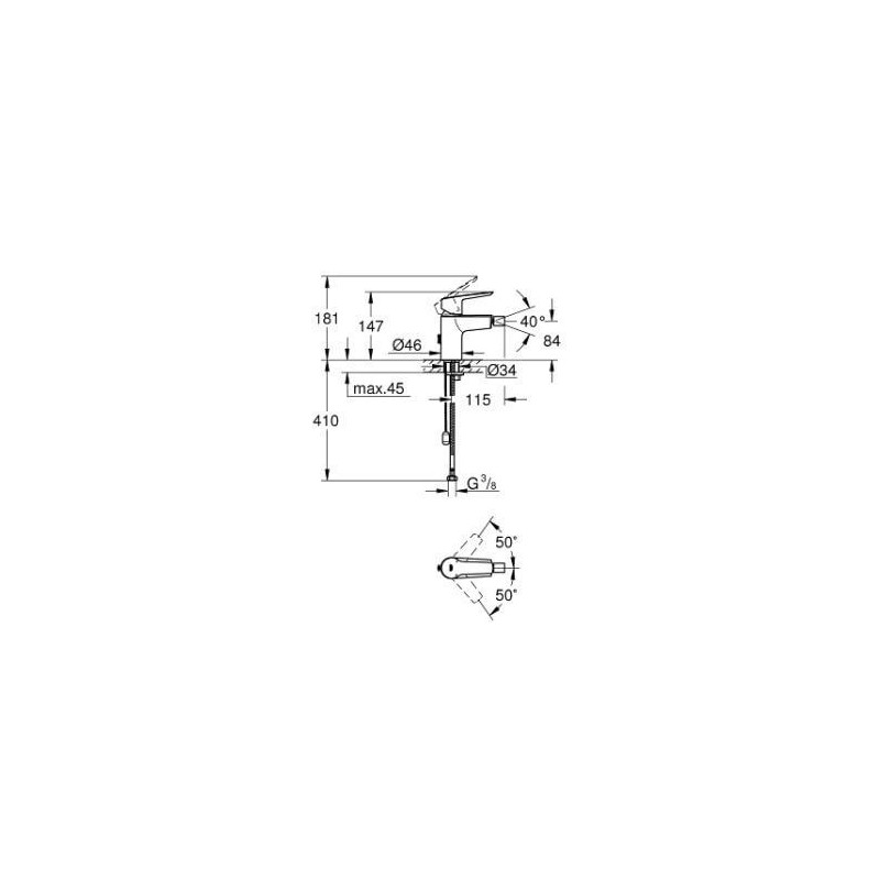 Jednouchwytowa Bateria Bidetowa Start FastFixation Chrom 32281002 Grohe Jednouchwytowa Bateria Bidetowa Start FastFixation Chrom 32281002 Grohe