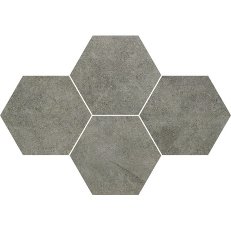 Mozaika Qubus Dark Grey Heksagony 28,4x40,8 Ceramica Limone