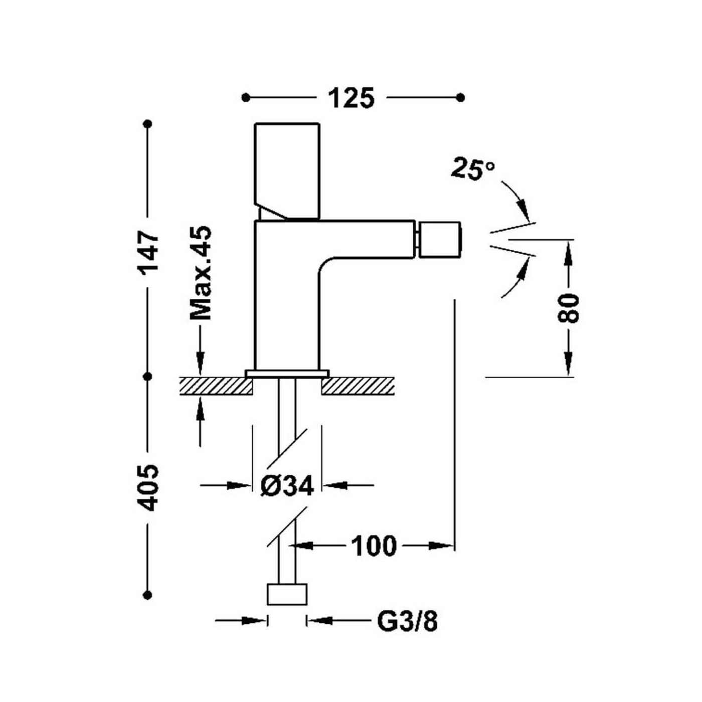 Bateria Bidetowa Loft 24-K Złoto Matowe 20012002OM Tres Bateria Bidetowa Loft 24-K Złoto Matowe 20012002OM Tres