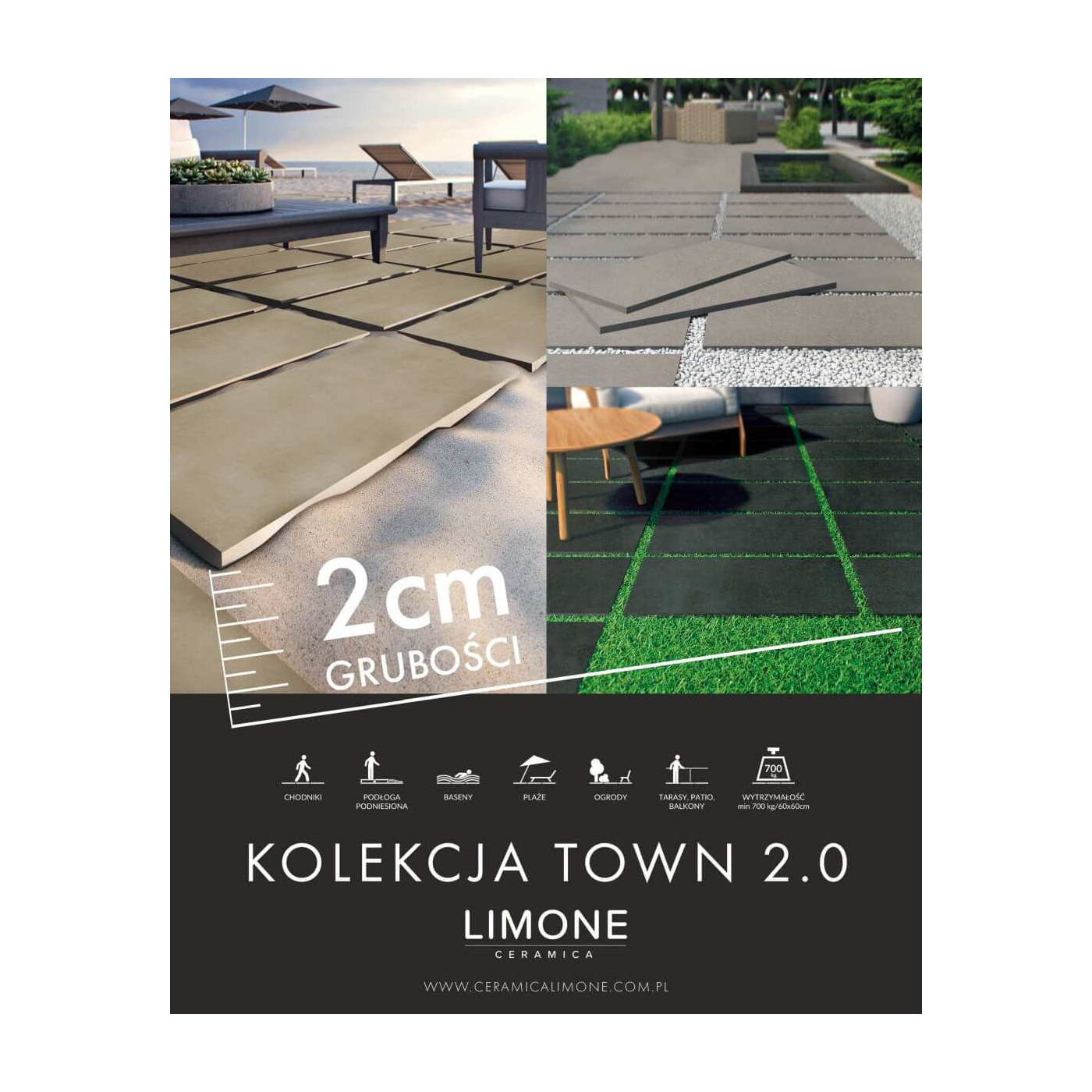 Płytka Podłogowa Town Antracite 20 MM 60x60 Ceramica Limone Płytka Podłogowa Town Antracite 20 MM 60x60 Ceramica Limone