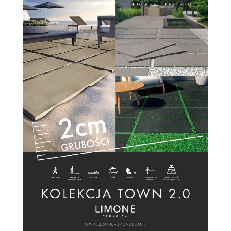 Płytka Podłogowa Town Antracite 20 MM 60x60 Ceramica Limone Płytka Podłogowa Town Antracite 20 MM 60x60 Ceramica Limone
