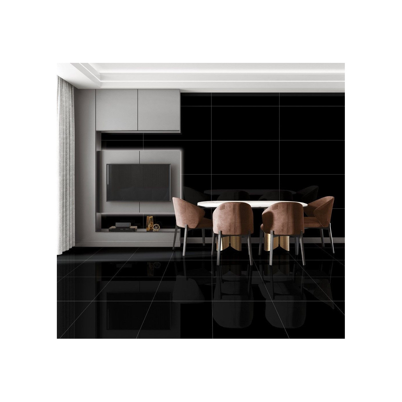 Płytka Podłogowa Canton Black 60x60 High Glossy Ceramica Limone Płytka Podłogowa Canton Black 60x60 High Glossy Ceramica Limone