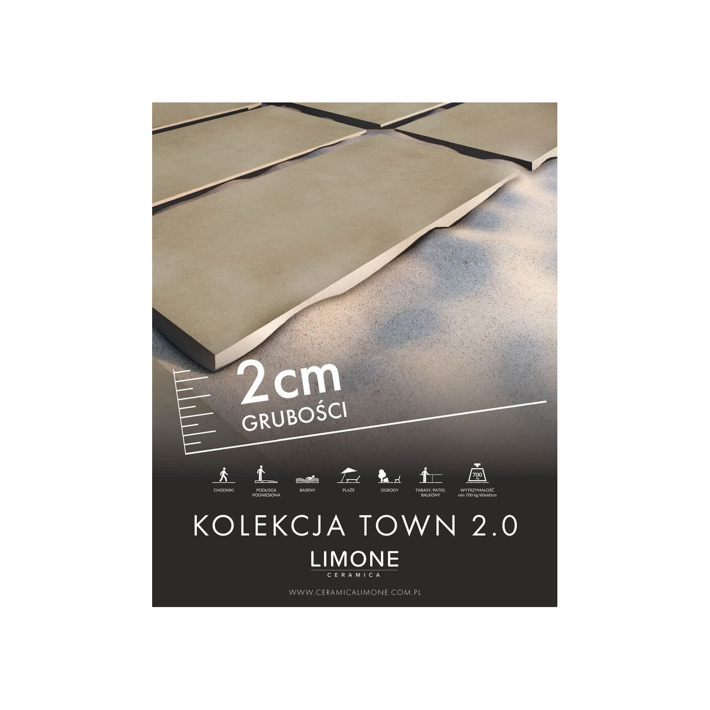 Płytka Tarasowa Town Beige 60x60x2 Ceramica Limone Płytka Tarasowa Town Beige 60x60x2 Ceramica Limone