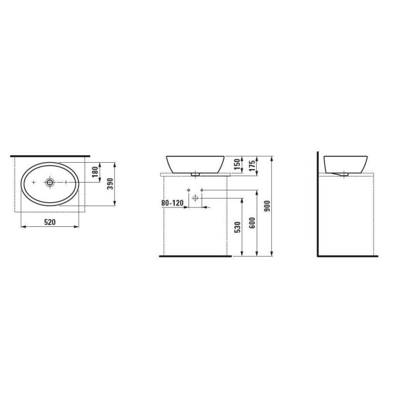 Umywalka Nablatowa 520x390 mm Pro B Biały H8129640001091 Laufen Umywalka Nablatowa 520x390 mm Pro B Biały H8129640001091 Laufen