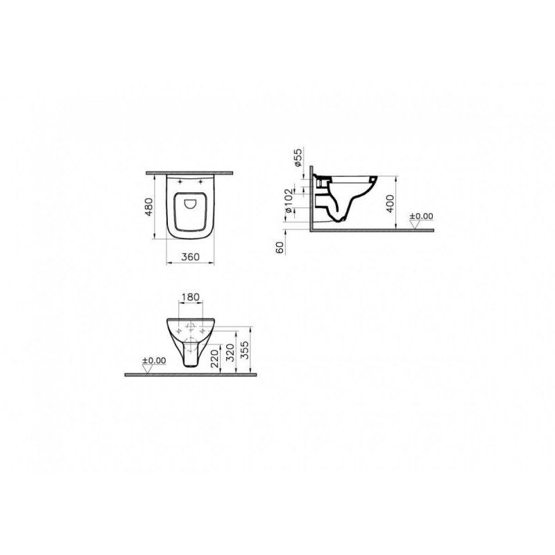 Miska WC Podwieszana S20 48cm 48x36 5505B003-0101 Vitra Miska WC Podwieszana S20 48cm 48x36 5505B003-0101 Vitra