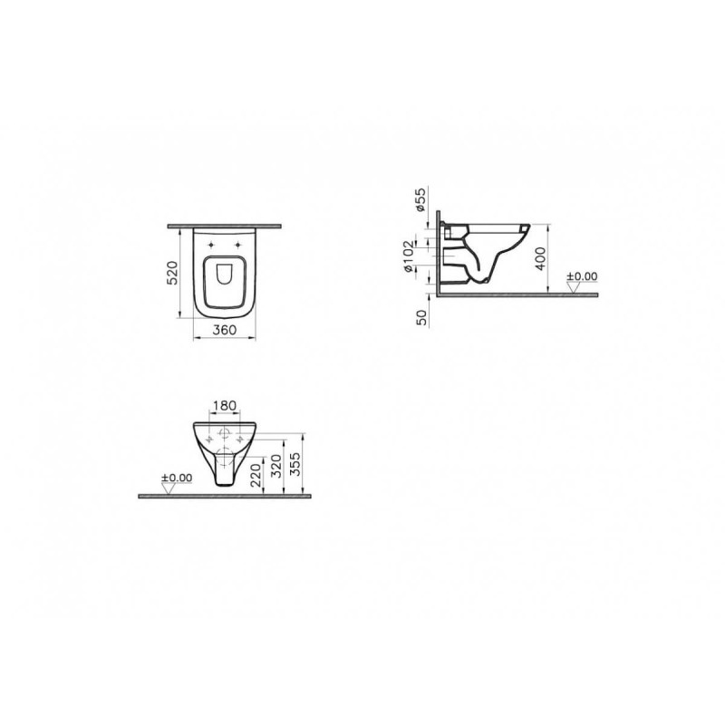 Zestaw Miska Podwieszana + Deska WC S20 52x36 cm 5507L003-0101+77-003-009 Vitra Zestaw Miska Podwieszana + Deska WC S20 52x36 cm 5507L003-0101+77-003-009 Vitra