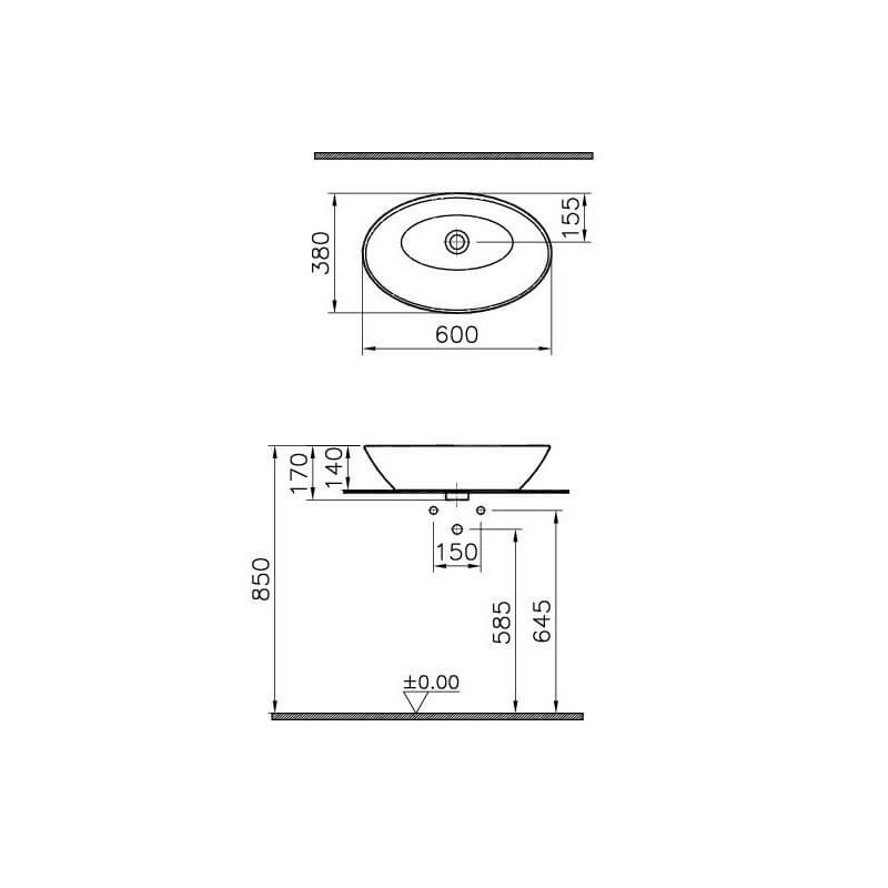 Umywalka Nablatowa 60x38 Geo Oval 4423B003-0016 Vitra Umywalka Nablatowa 60x38 Geo Oval 4423B003-0016 Vitra