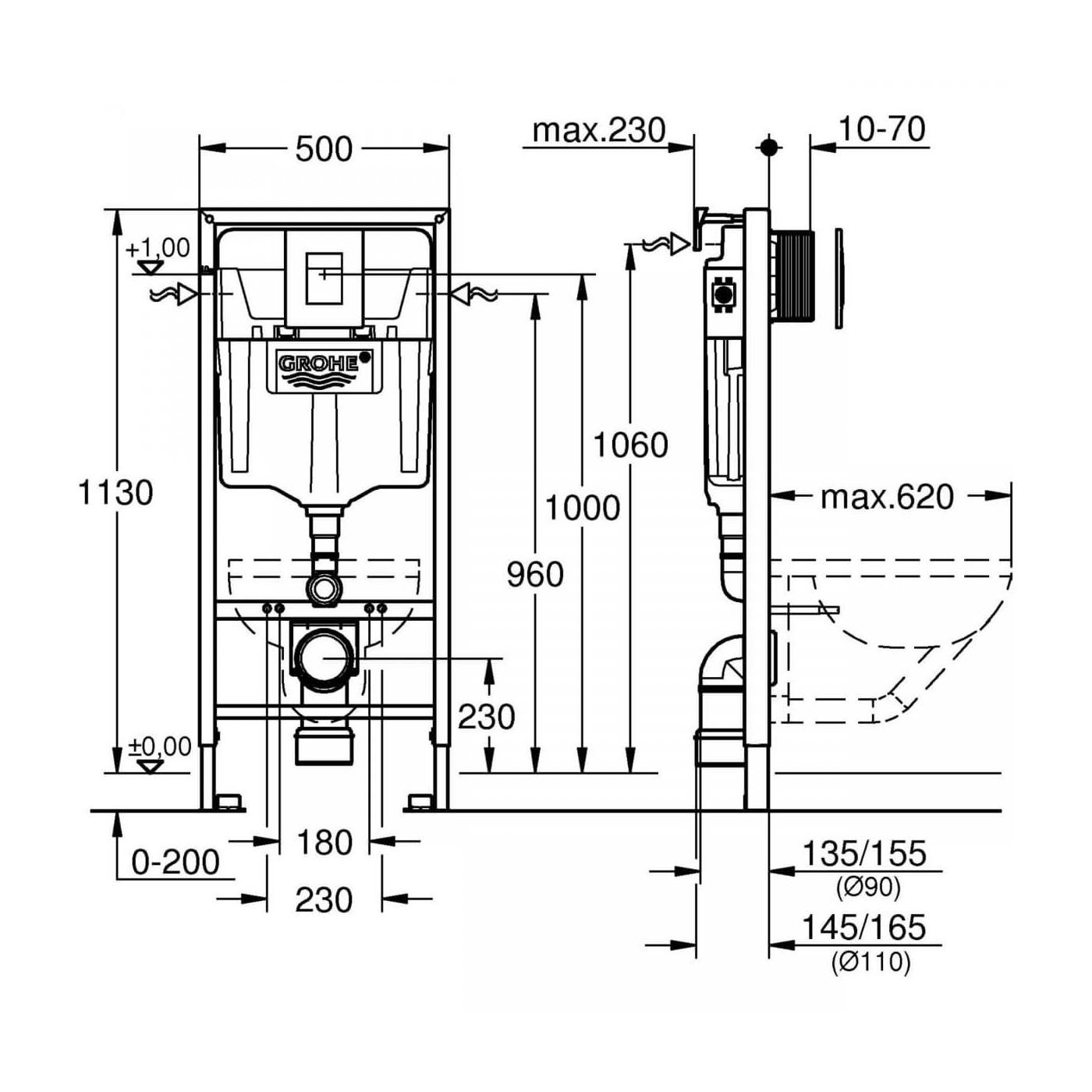 Stelaż Podtynkowy + Przycisk Skate Cosmopolitan + Wsporniki Rapid SL 3w1 38772001 Grohe Stelaż Podtynkowy + Przycisk Skate Cosmopolitan + Wsporniki Rapid SL 3w1 38772001 Grohe