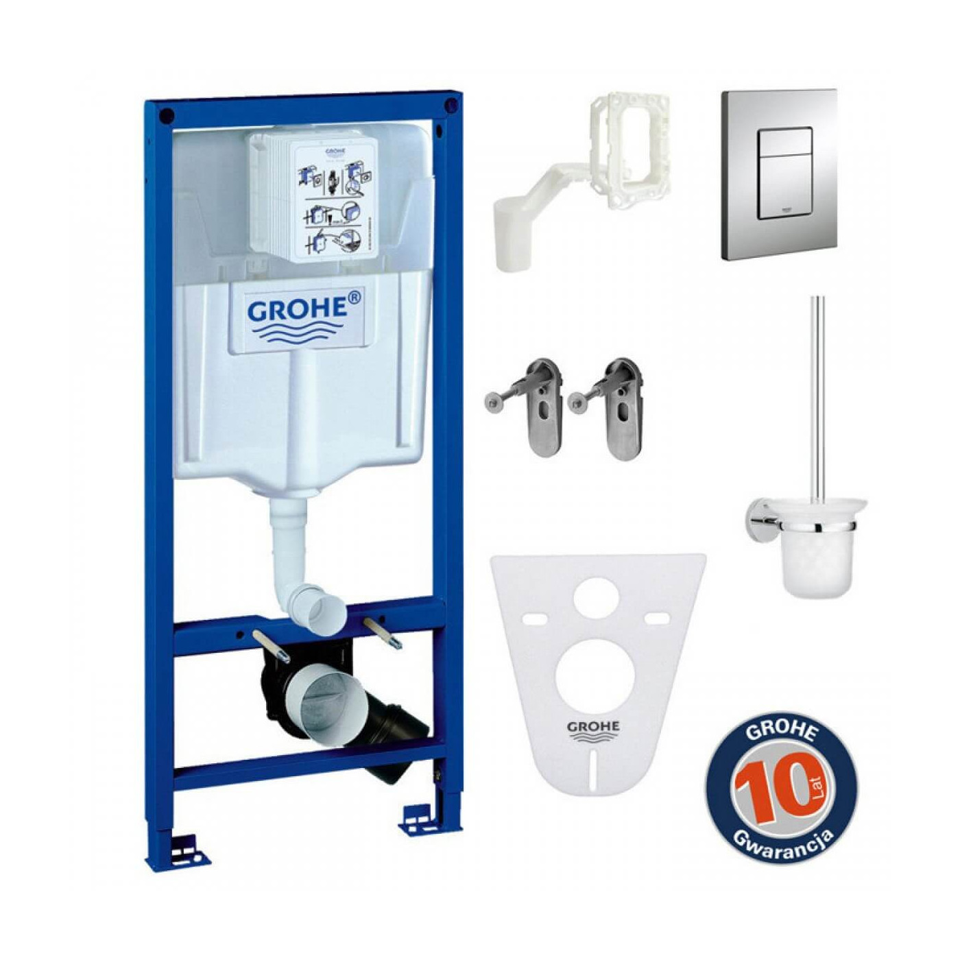 Zestaw Podtynkowy 6w1 Rapid SL Stelaż + Zestaw Fresh + Przycisk Skate + Wspornik + Uszczelka + Szczotka Do WC 39000000 Grohe Zestaw Podtynkowy 6w1 Rapid SL Stelaż + Zestaw Fresh + Przycisk Skate + Wspornik + Uszczelka + Szczotka Do WC 39000000 Grohe