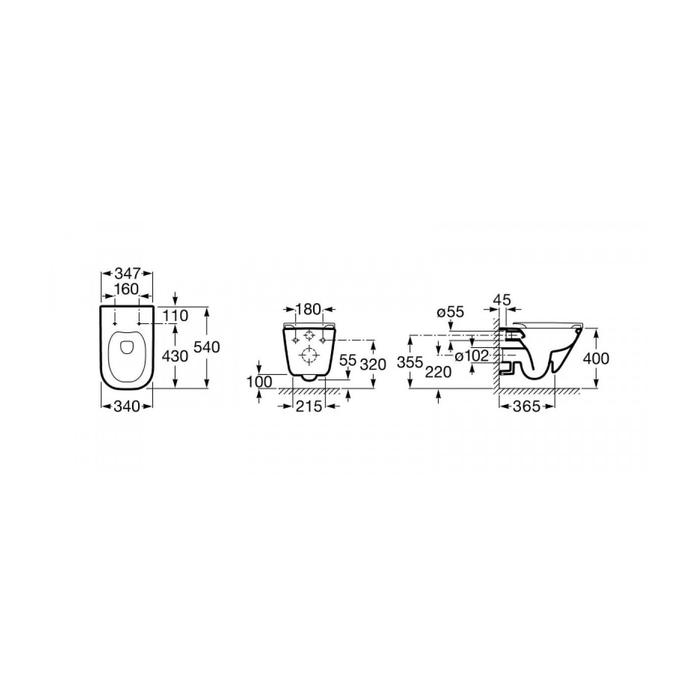 Miska WC Podwieszana Rimless 54x35 Gap A34647L000 Roca Miska WC Podwieszana Rimless 54x35 Gap A34647L000 Roca