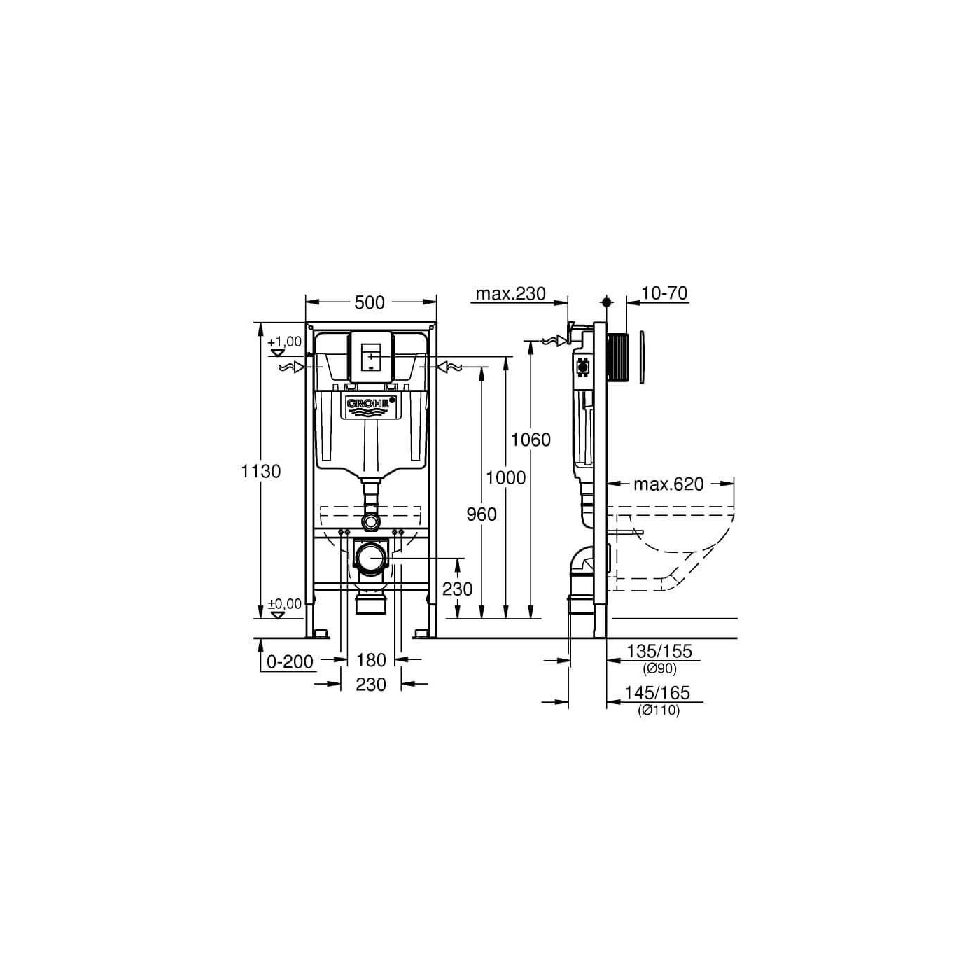 Zestaw Podtynkowy WC Rapid SL 5w1 Stelaż + Przycisk + System Fresh + Kątowniki + Mata 38827000 Grohe Zestaw Podtynkowy WC Rapid SL 5w1 Stelaż + Przycisk + System Fresh + Kątowniki + Mata 38827000 Grohe