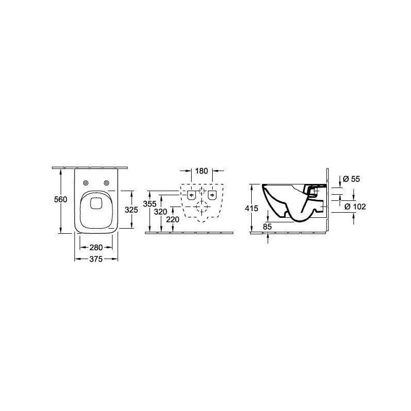 Miska Wisząca Bezkołnierzowa Venticello 37,5x56 4611R001 Villeroy&Boch Miska Wisząca Bezkołnierzowa Venticello 37,5x56 4611R001 Villeroy&Boch