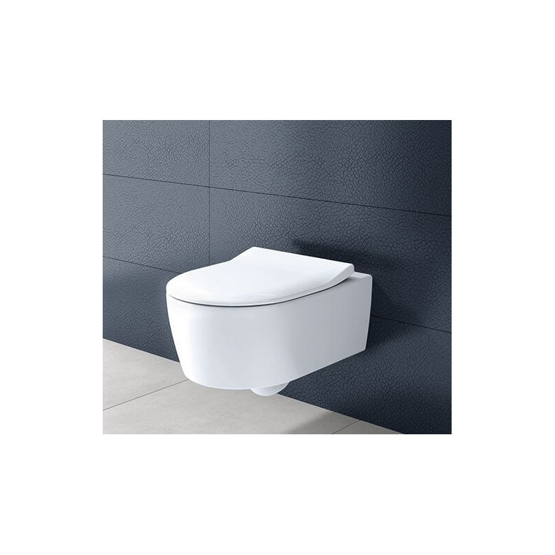 Miska WC Wisząca Bezkołnierzowa Avento 53x37 Z Deską Wolnoopadającą Slim 5656RS01 Villeroy&Boch Miska WC Wisząca Bezkołnierzowa Avento 53x37 Z Deską Wolnoopadającą Slim 5656RS01 Villeroy&Boch
