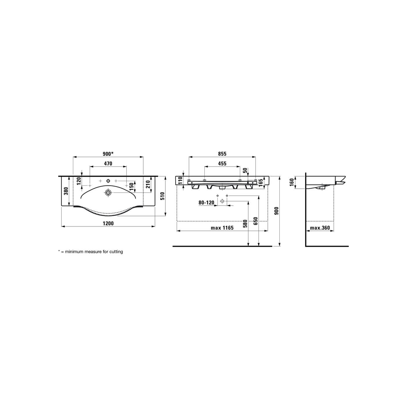 Umywalka Palace 120x51 Z Relingiem ZO H8127040001041 Laufen Umywalka Palace 120x51 Z Relingiem ZO H8127040001041 Laufen