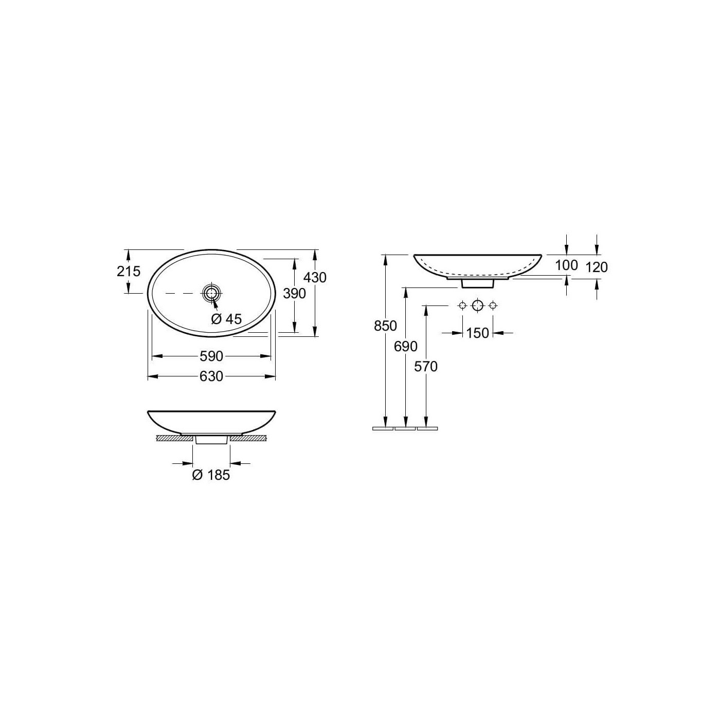 Umywalka Loop&Friends Nablatowa 43cm 51511001 Villeroy&Boch Umywalka Loop&Friends Nablatowa 43cm 51511001 Villeroy&Boch