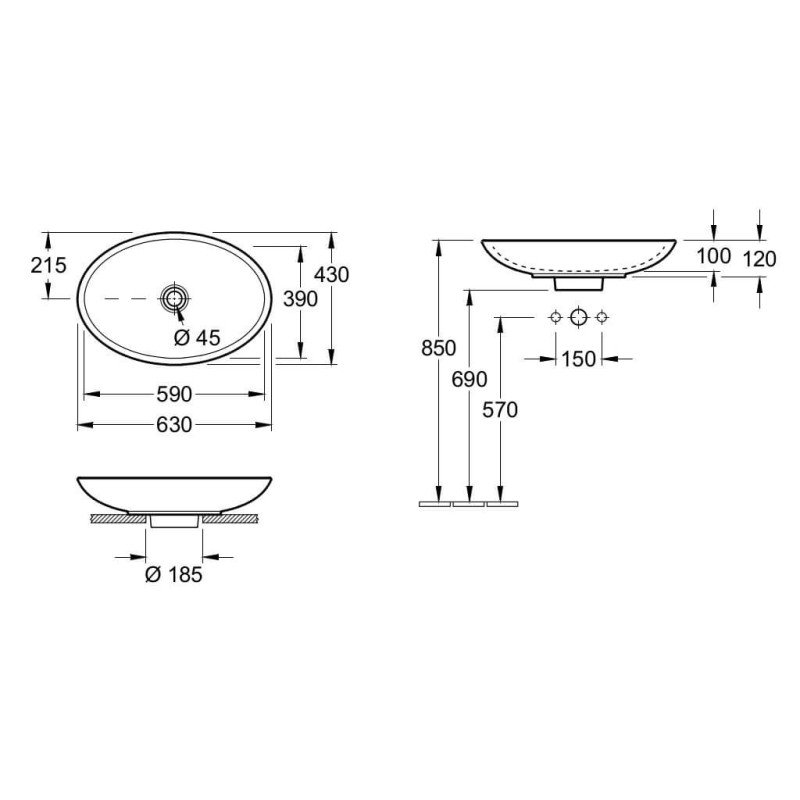 Umywalka Loop&Friends Nablatowa 43cm 51511001 Villeroy&Boch Umywalka Loop&Friends Nablatowa 43cm 51511001 Villeroy&Boch