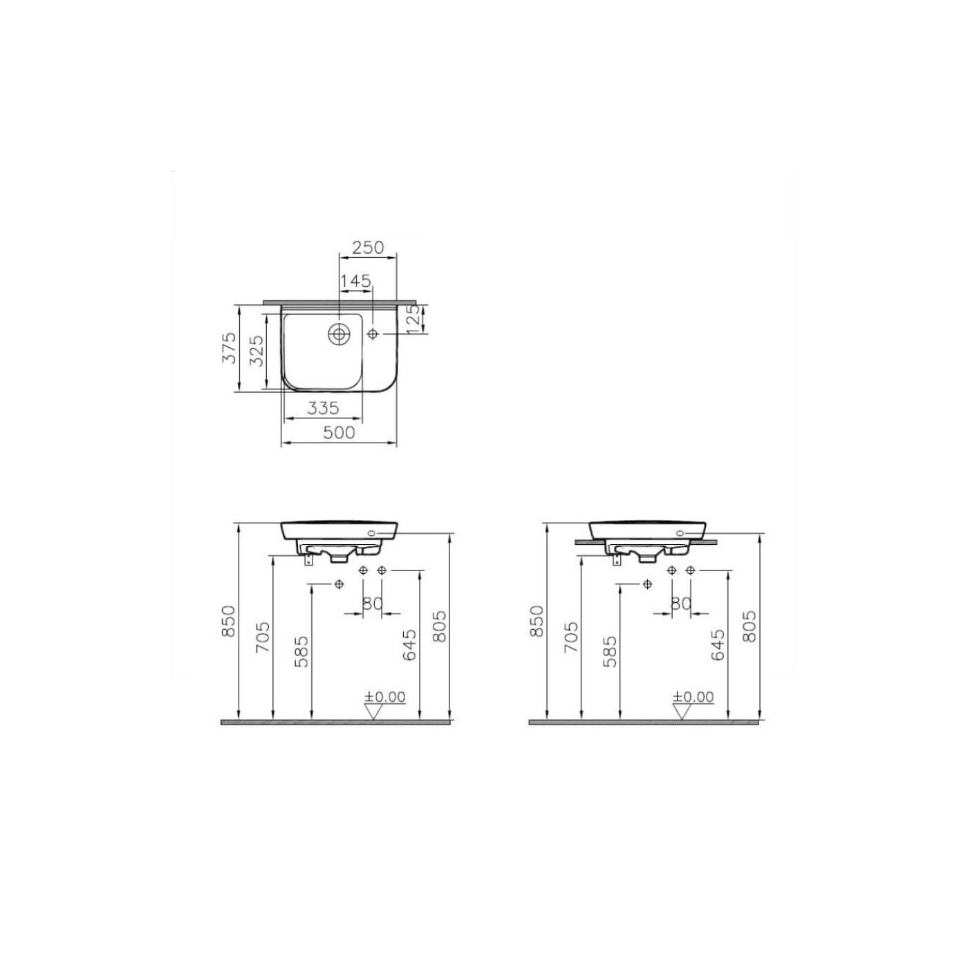 Umywalka 50x35 Sento Compact 5945B003-0029 Vitra Umywalka 50x35 Sento Compact 5945B003-0029 Vitra