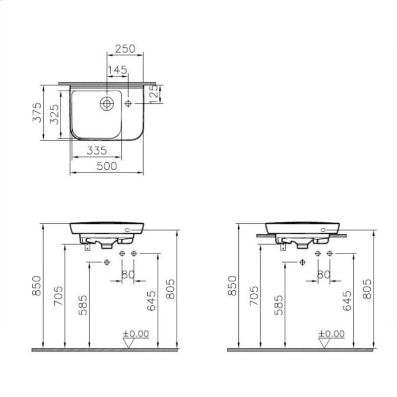 Umywalka 50x35 Sento Compact 5945B003-0029 Vitra Umywalka 50x35 Sento Compact 5945B003-0029 Vitra