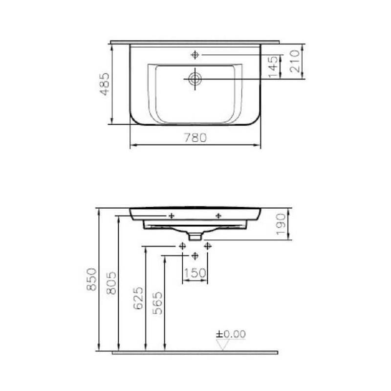 Umywalka 80x48,5 Sento Compact 5947B003-0001 Vitra Umywalka 80x48,5 Sento Compact 5947B003-0001 Vitra