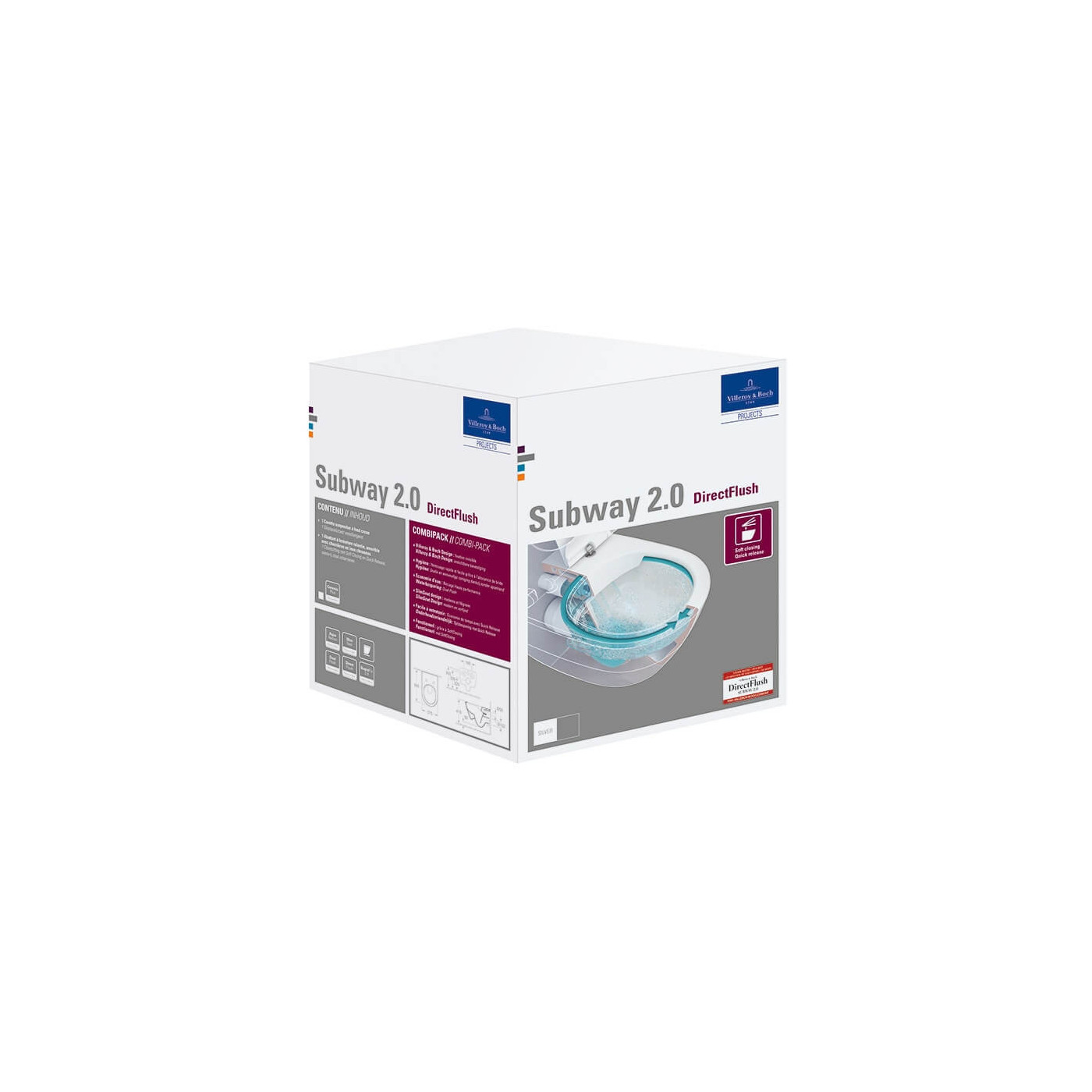 Miska WC Wisząca Bezrantowa Subway 2.0 CombiPack 56,5x37 Z Deską 5614R201 Villeroy&Boch Miska WC Wisząca Bezrantowa Subway 2.0 CombiPack 56,5x37 Z Deską 5614R201 Villeroy&Boch