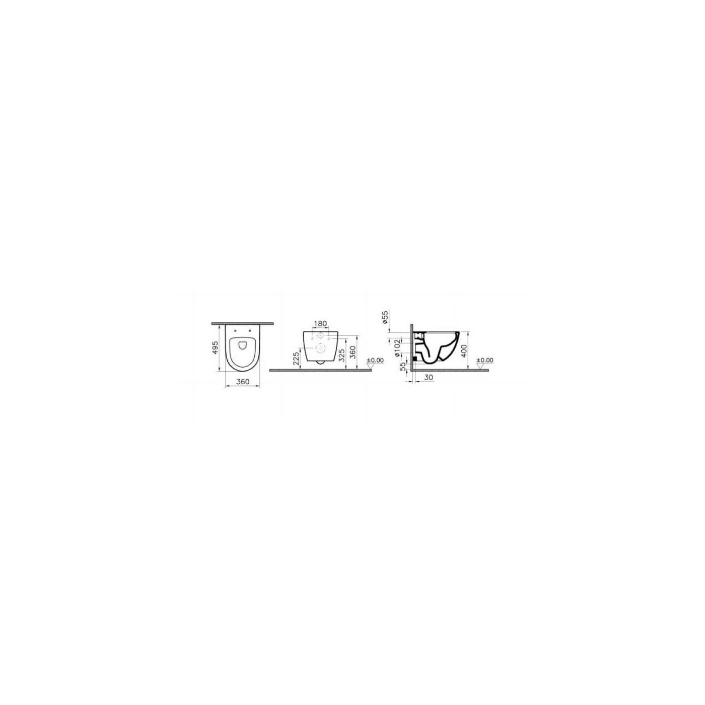 Miska Wisząca Bezrantowa Sento 49cm 7747B003-0075 Vitra Miska Wisząca Bezrantowa Sento 49cm 7747B003-0075 Vitra