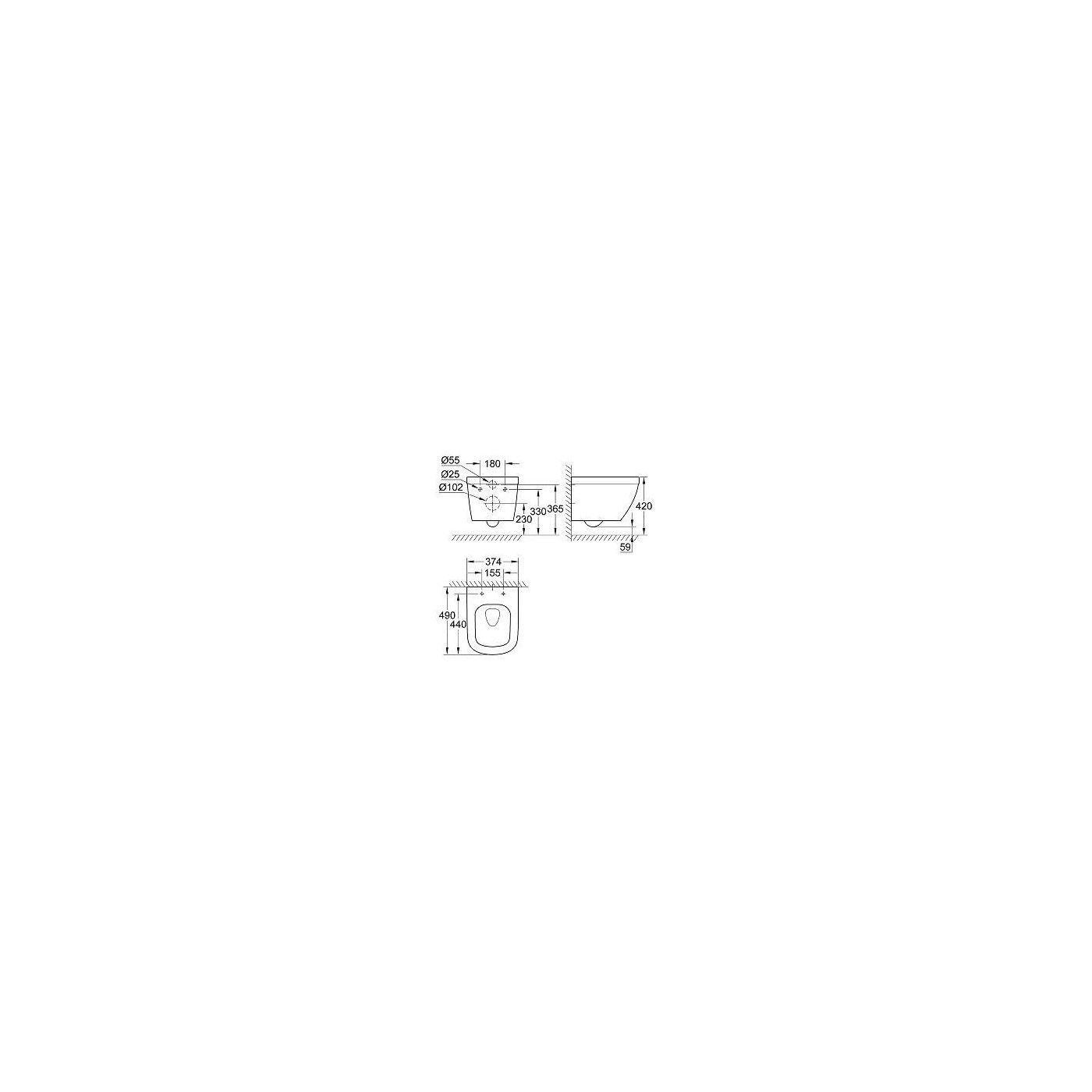 Muszla WC Wisząca Bezrantowa 49cm Triple Vortex 39206000 Grohe Muszla WC Wisząca Bezrantowa 49cm Triple Vortex 39206000 Grohe