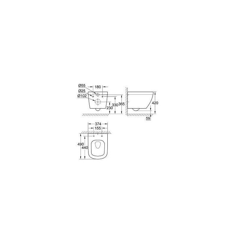 Muszla WC Wisząca Bezrantowa 49cm Triple Vortex 39206000 Grohe Muszla WC Wisząca Bezrantowa 49cm Triple Vortex 39206000 Grohe