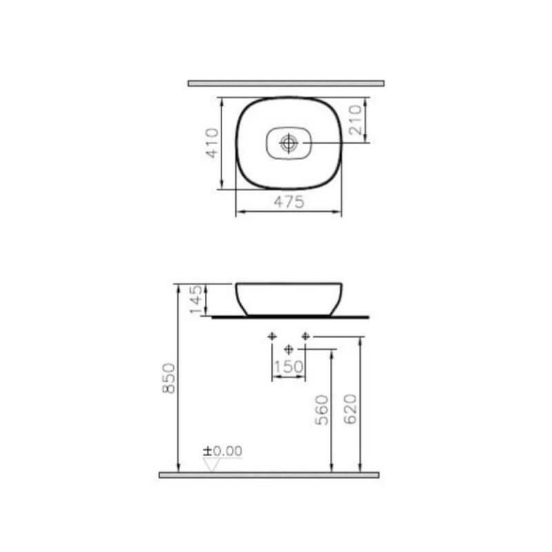 Outline Umywalka 47x40 cm 5994B403-0016 Vitra Outline Umywalka 47x40 cm 5994B403-0016 Vitra
